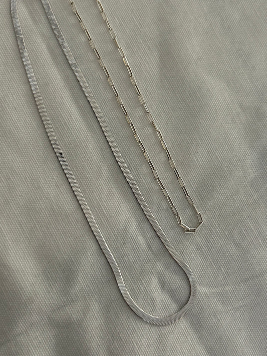 Clara ~ herringbone & paper clip chain set