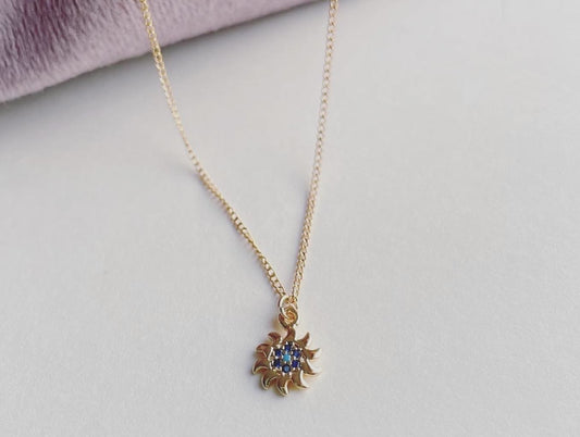 Crystal Sun Charm Necklace
