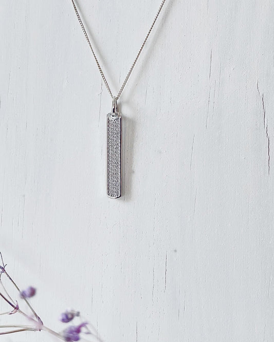 Cz Bar Sterling Silver Necklace